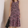 Midijurk met V-hals en print