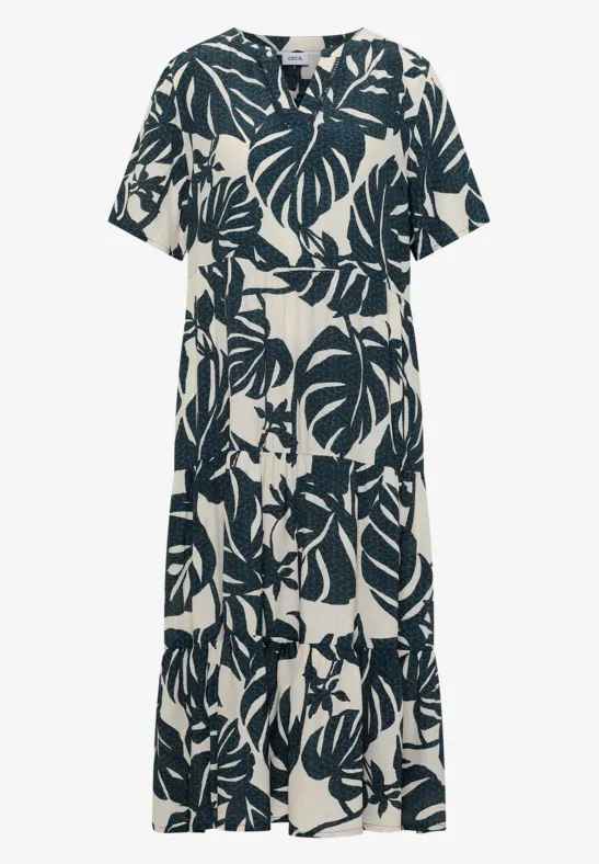 Midijurk met split in de hals en print - Afbeelding 2