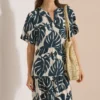 Midijurk met split in de hals en print