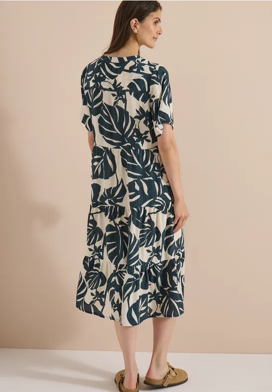 Midijurk met split in de hals en print - Afbeelding 3