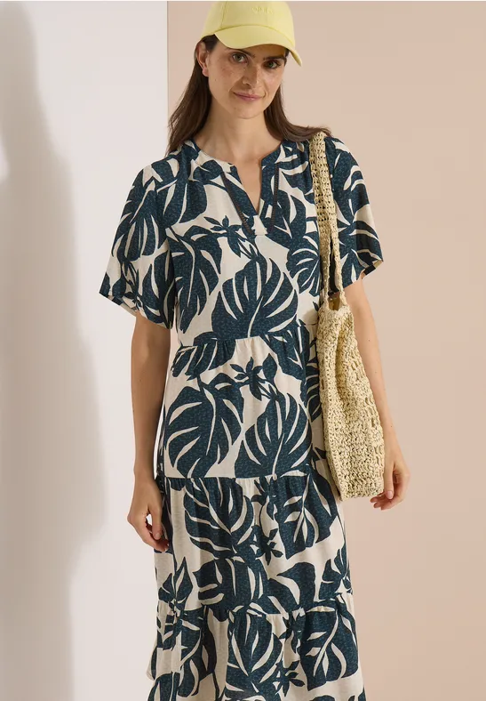 Midijurk met split in de hals en print