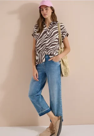Overhemd met korte mouwen en zebraprint