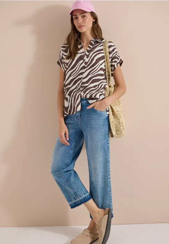 Overhemd met korte mouwen en zebraprint