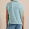 Overhemdblouse met hangende schouder in effen kleur - Afbeelding 3