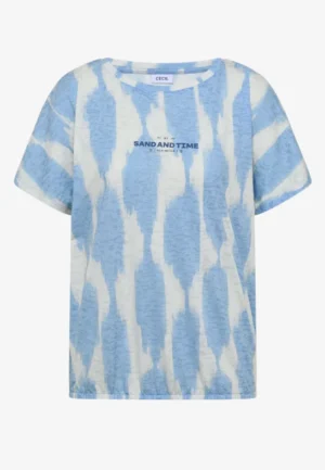 Alternative view of Shirt in uitgebleekte look met tekst