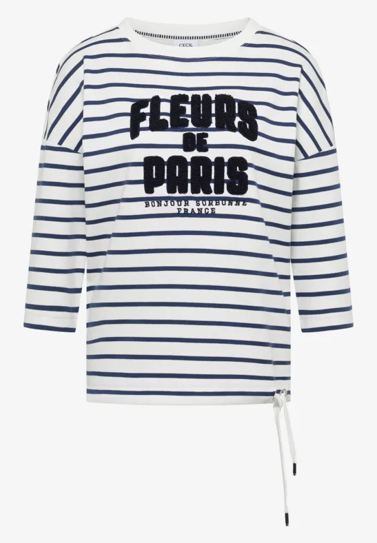 Shirt met 3/4 mouwen en Wording Artwork - Afbeelding 2