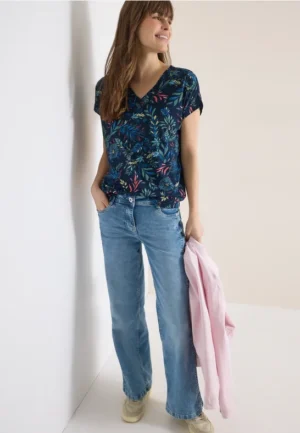 Shirt met V-hals en bloemenprint