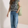 Shirt met V-hals en print