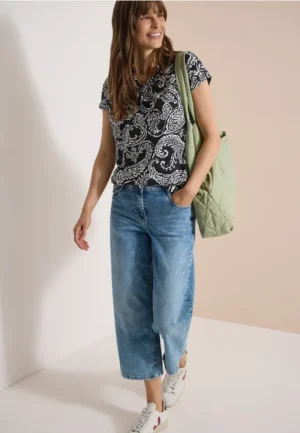 Shirt met V-hals en print