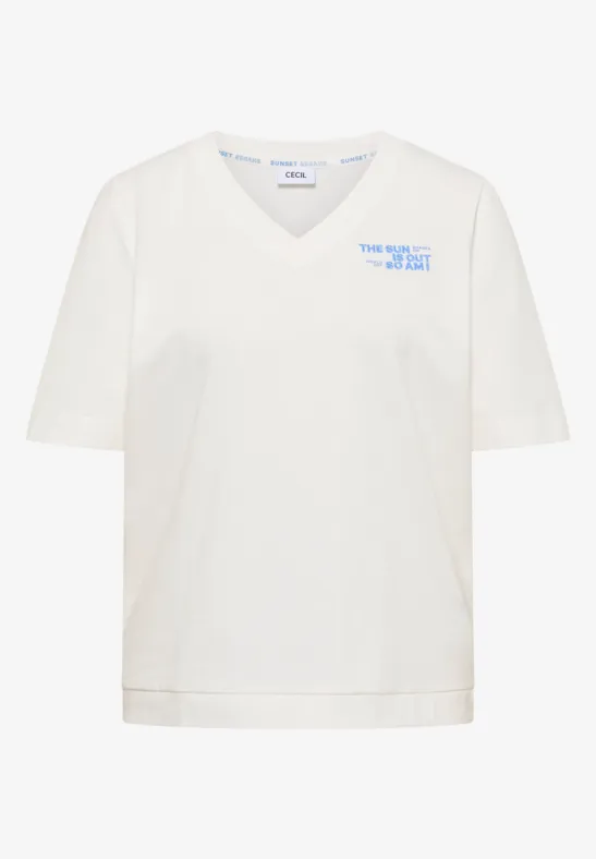 Shirt met V-hals en tekstdetail - Afbeelding 2