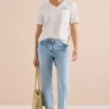 Shirt met V-hals en tekstdetail