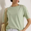 Shirt met aflopende schouders en knopen