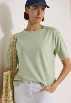 Shirt met aflopende schouders en knopen