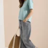 Shirt met ronde hals en borstzak