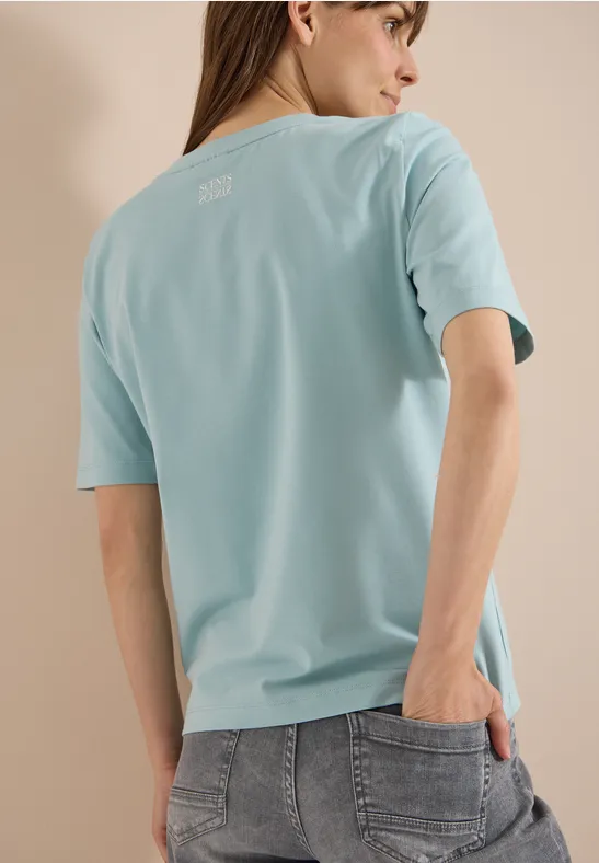Shirt met ronde hals en borstzak - Afbeelding 3