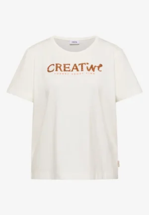 Alternative view of Shirt met ronde hals en glitteropdruk