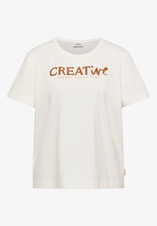 Shirt met ronde hals en glitteropdruk - Afbeelding 2