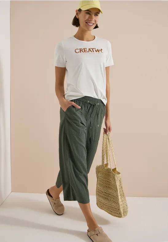 Shirt met ronde hals en glitteropdruk