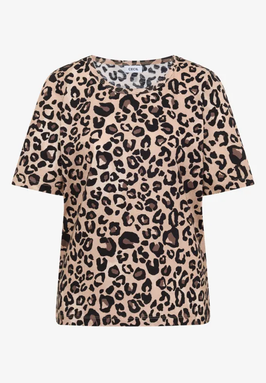 Shirt met ronde hals en leopatroon - Afbeelding 2
