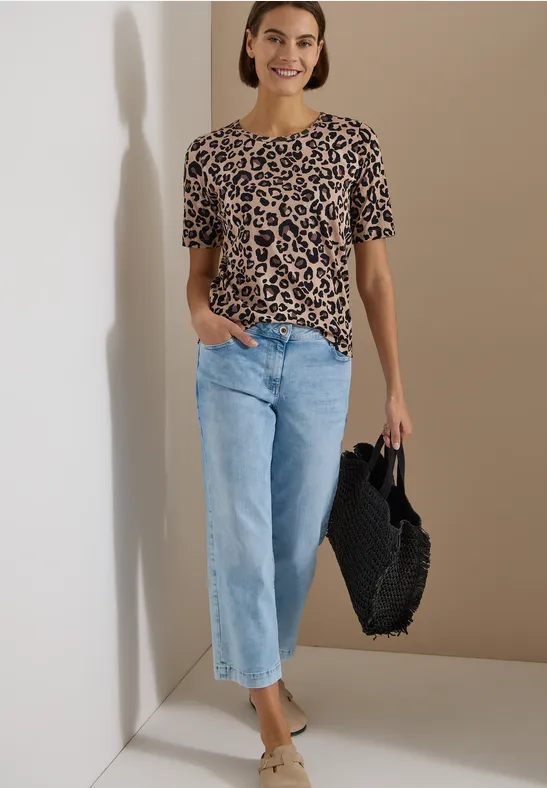 Shirt met ronde hals en leopatroon