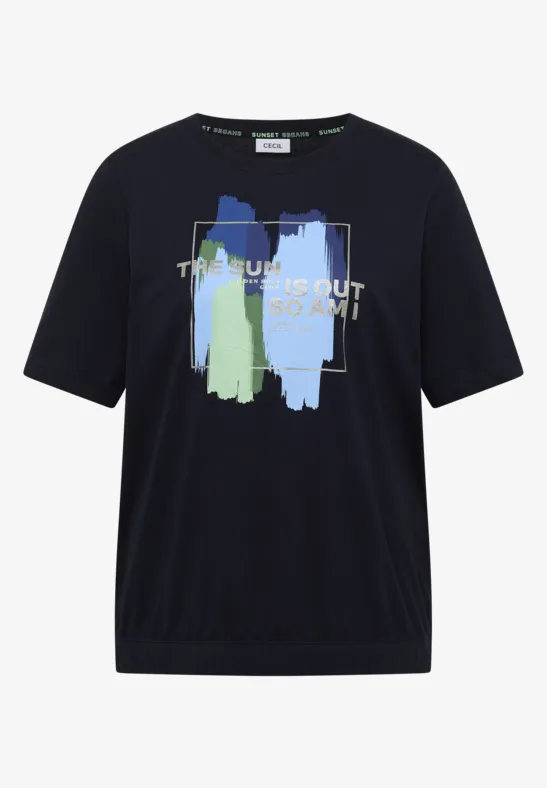 Shirt met ronde hals en opdruk op de voorkant - Afbeelding 2