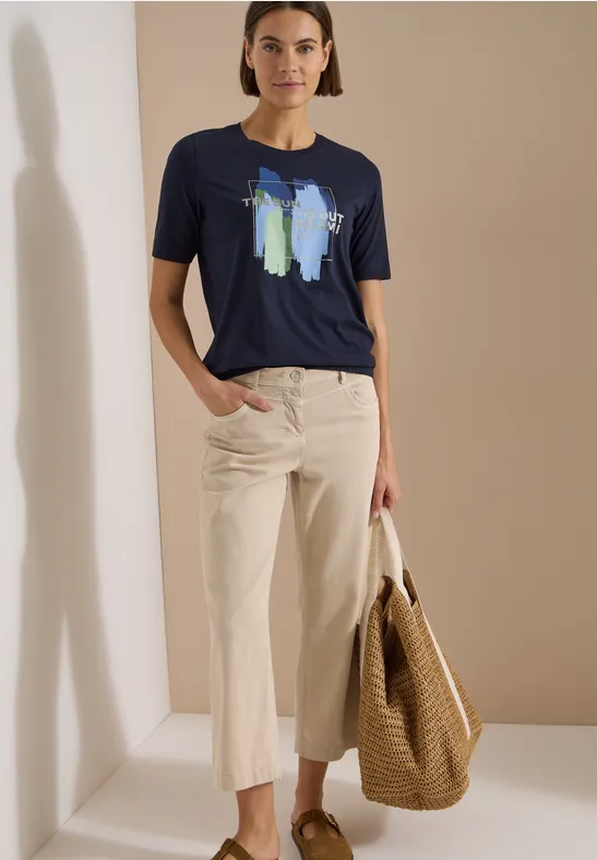 Shirt met ronde hals en opdruk op de voorkant