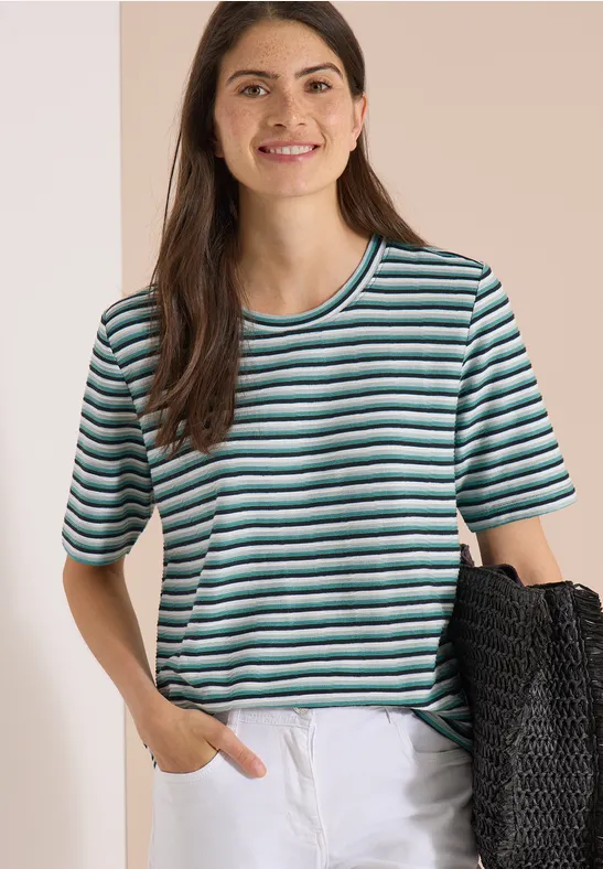 Shirt met textuur en strepen