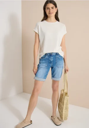 Shorts met Mid Waist-taille en Slim Leg-pijpen in casual pasvorm