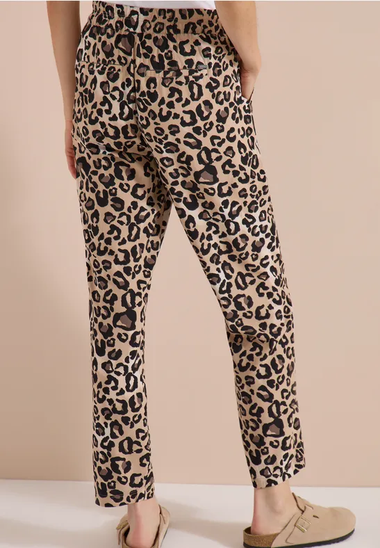 Slim Leg-broek met Loose Fit-pasvorm en luipaardprint - Afbeelding 3