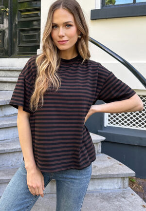 Striped T-Shirt Cotton Choco Zwart