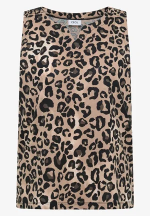Alternative view of Top met gespleten hals en leopatroon
