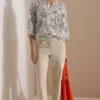 Tuniek met 3/4-mouwen en bladprint