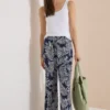 Wide Leg Broek met print en galonstrepen