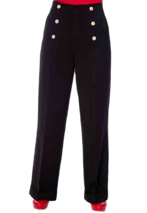Banned Adventures Ahead Button Trousers Black-2XL