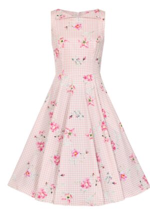 Hearts & Roses Catherine Floral Gingham Swing Dress Pink-XXL