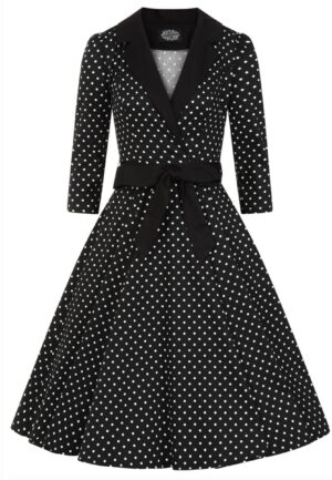 Hearts & Roses Cora Polka Dot Swing Dress Black White-2XL