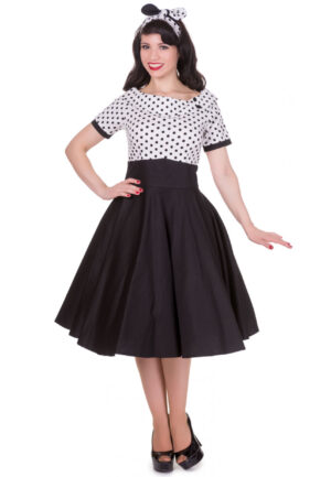 Darlene Collar Dress White/Black Polka-3XL