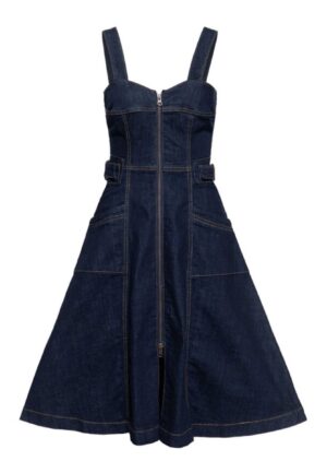 Queen Kerosin Denim Swing Dress Dark Blue Wash-M