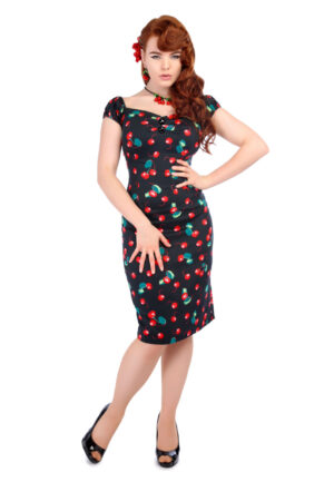 Dolores Pencil Dress 50s Cherry Print-48 (NL)/ 22 (UK) | 49% korting