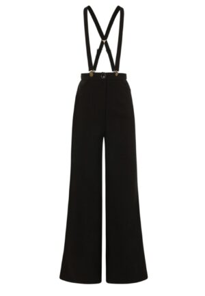 Collectif Glinda Jean Plain Suspenders Trousers Black-XXXL