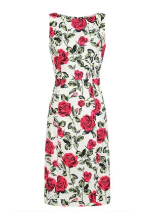 Hearts & Roses Hazel Floral Wiggle Pencil Dress White Pink-L