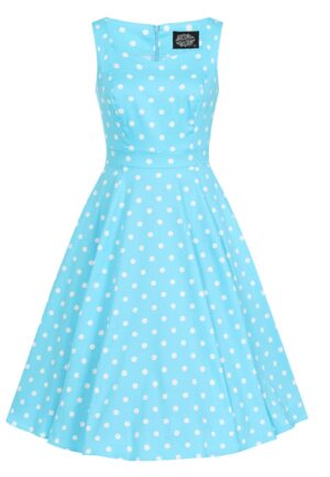 Hearts & Roses Ruth Polka Dot Swing Dress Blue-XXXL