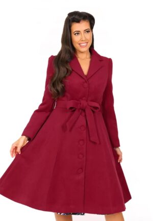 Hearts & Roses Linda Swing Coat Wine Red-S