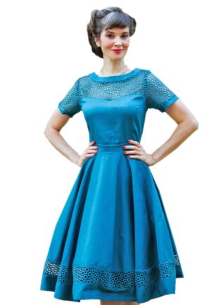 Dolly & Dotty Tess Lace Embroidered Dress Peacock-2XL
