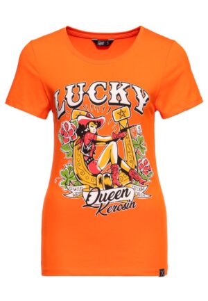Queen Kerosin Lucky T-shirt Orange -XS | 17% korting