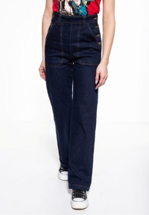 Queen Kerosin Marlene Demin Pants Dark Blue-26/32 | 20% korting