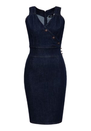 Queen Kerosin Denim Pencil Dress Peggy Blue-XL