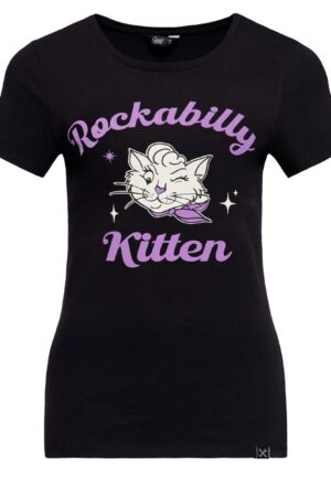Queen Kerosin Rockabilly Kitten T-Shirt Black-2XL