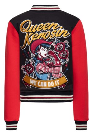 Queen Kerosin We Can Do It Cowgirl College Jacket Black & Red-2XL