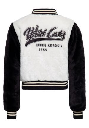 Queen Kerosin Fur College Jacket Wild Cats Black & White-S